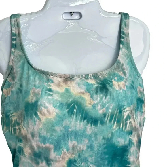 NWOT Johnny Was Calme Aqua Keys Turquoise Tie Dye One Piece Tank Swimsuit SZ XL - Picture 3 of 8